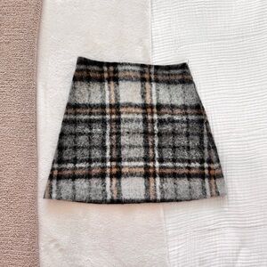 COS Checked Wool A-Line Skirt